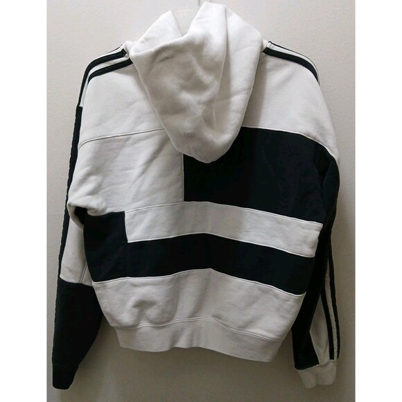 Adidas Original Asymmetrical Block Hooded Sweatshirt White/Black Womens Small - Picture 12 of 16